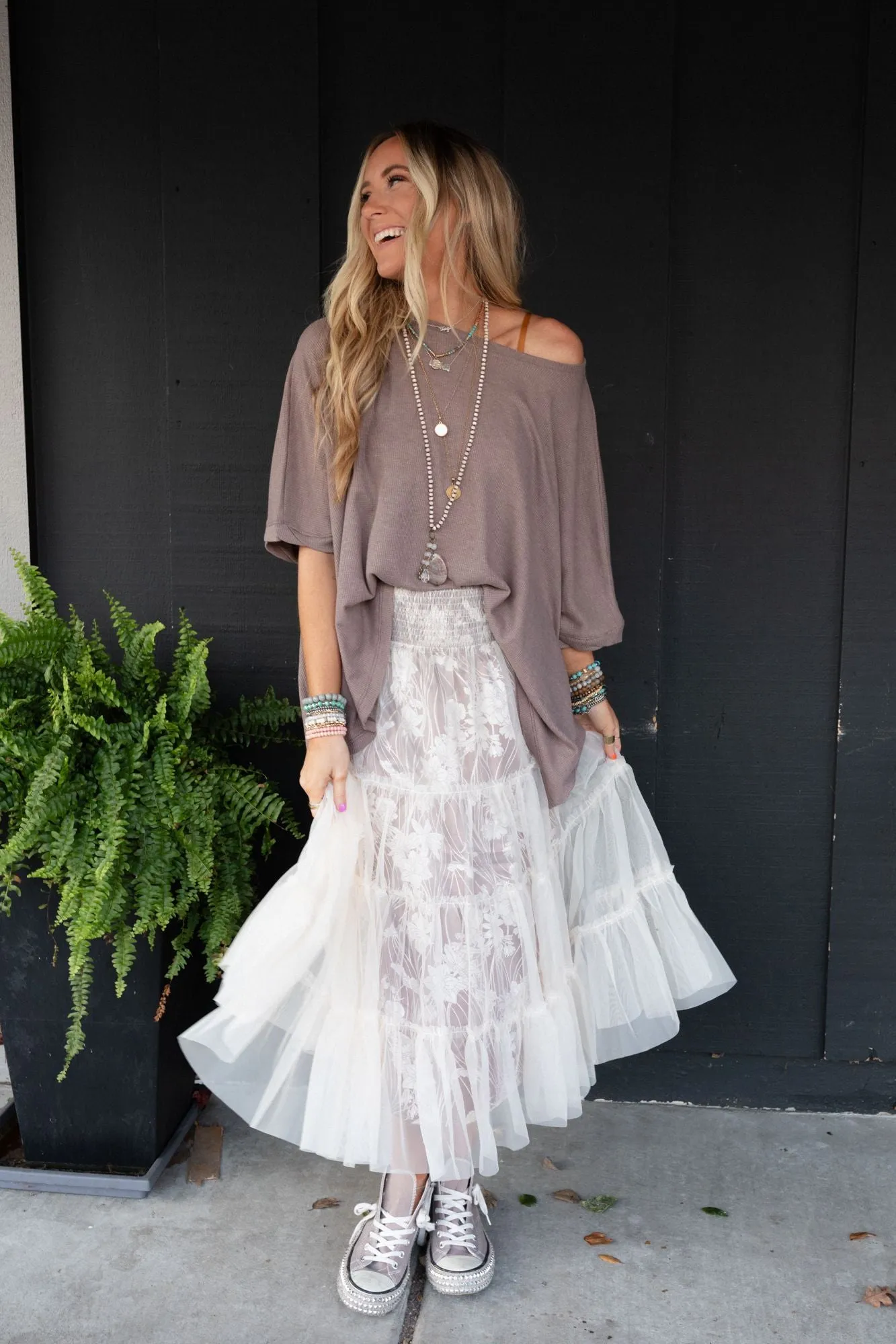 Petals In Layers Skirt - Mocha