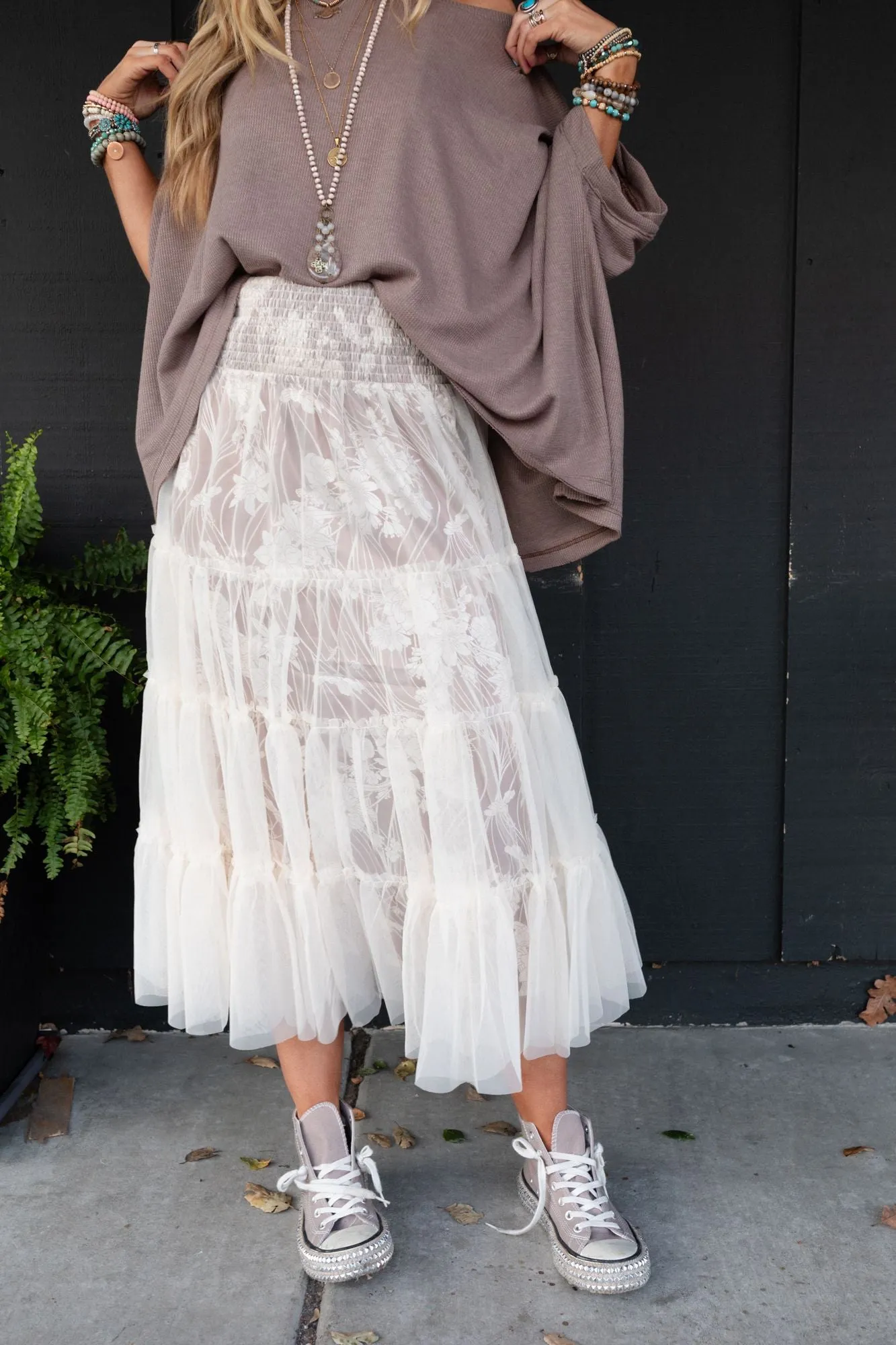 Petals In Layers Skirt - Mocha