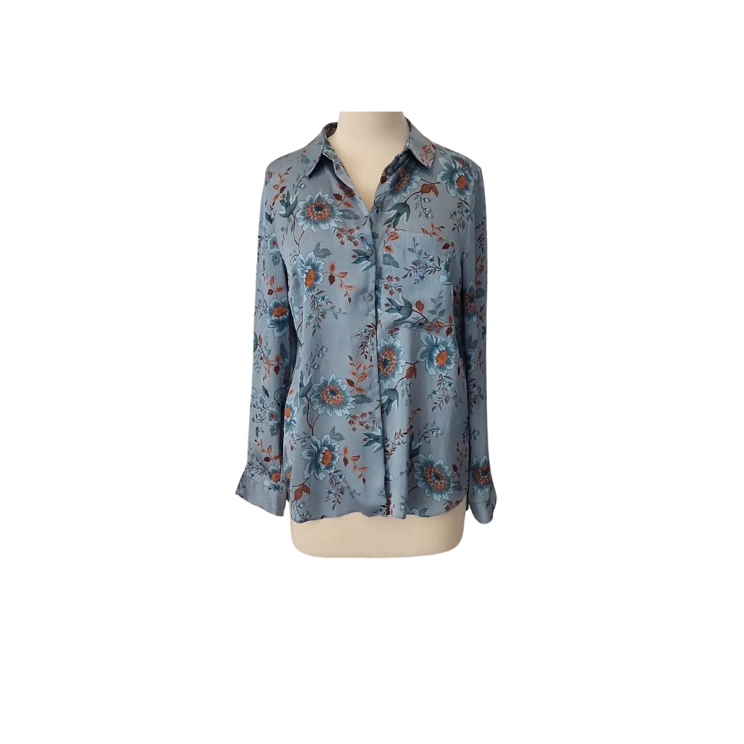 Primark Blue Floral Printed Collared Shirt | Pre loved |