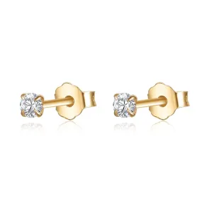 Single Diamond Stud Earrings - 925 Sterling Silver