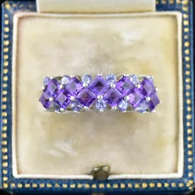 Sterling Silver Amethyst Tanzanite Statement Ring