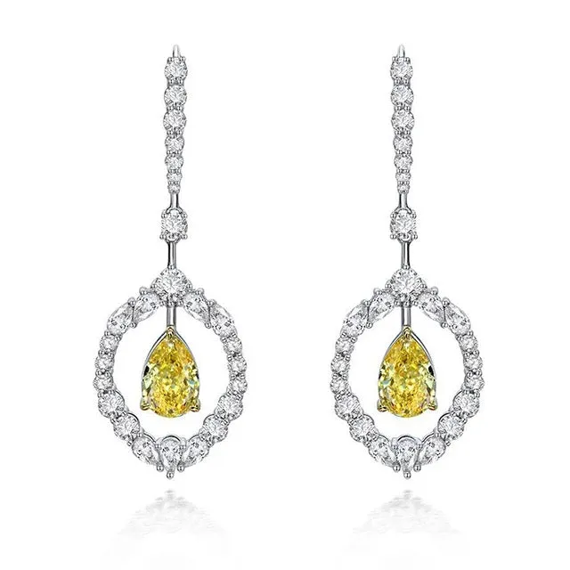 Sterling silver simulated yellow diamond chandelier earrings