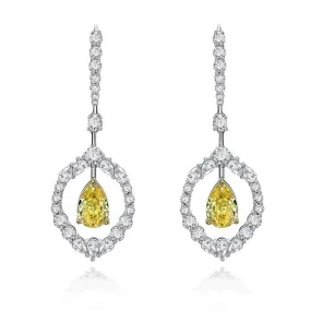 Sterling silver simulated yellow diamond chandelier earrings