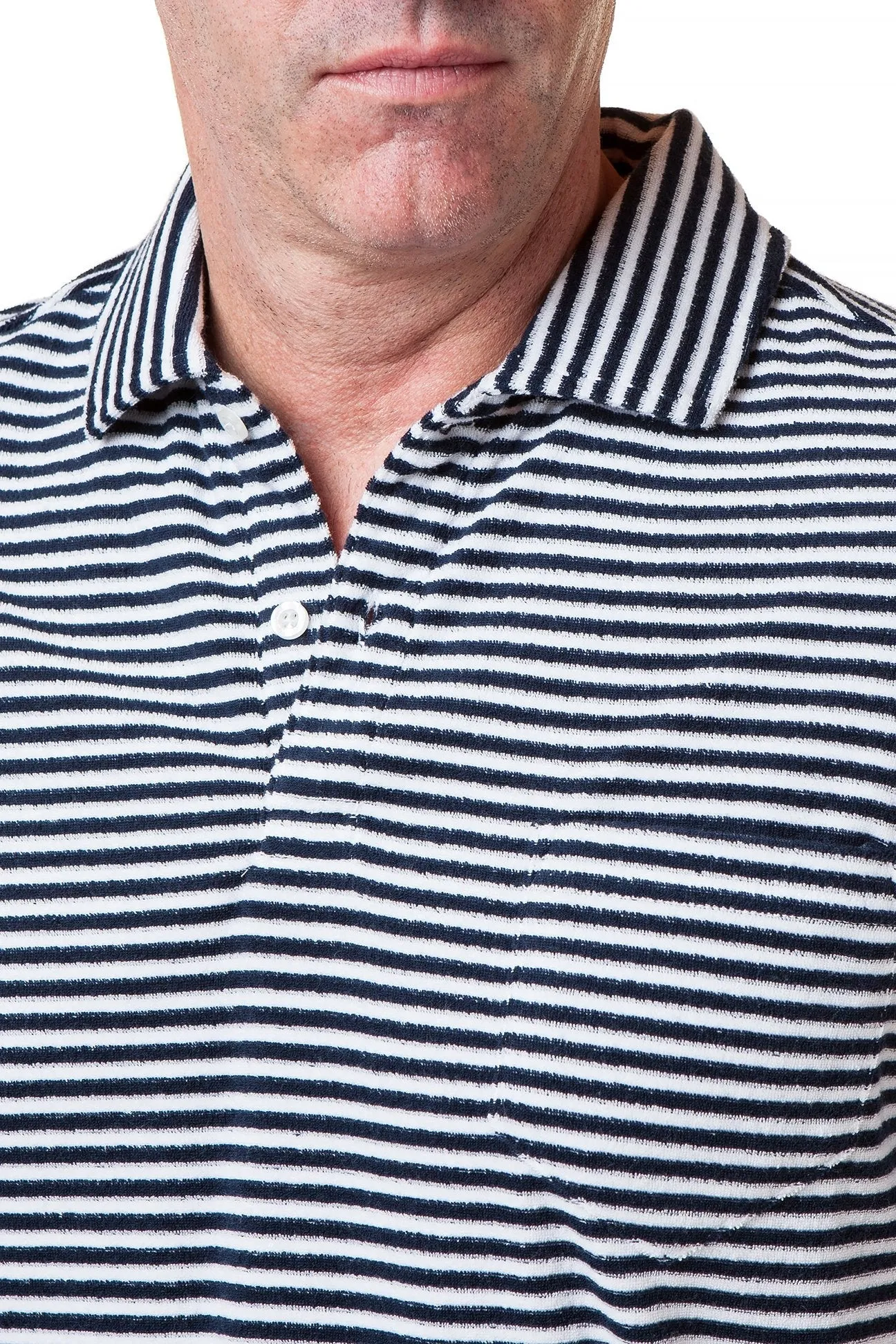 Terry Cloth Polo Navy Stripe