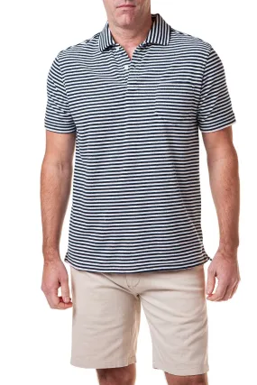 Terry Cloth Polo Navy Stripe