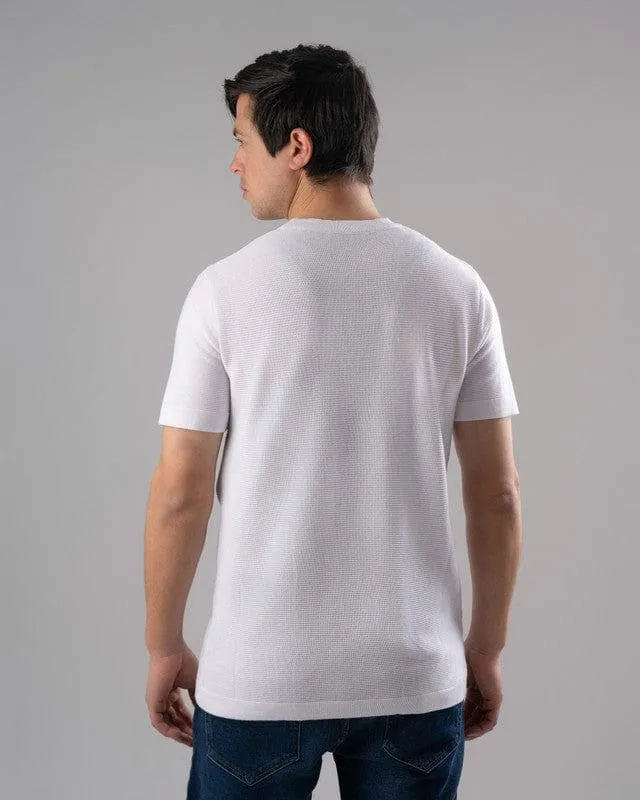 TEXTURED KNIT T-SHIRT - WHITE