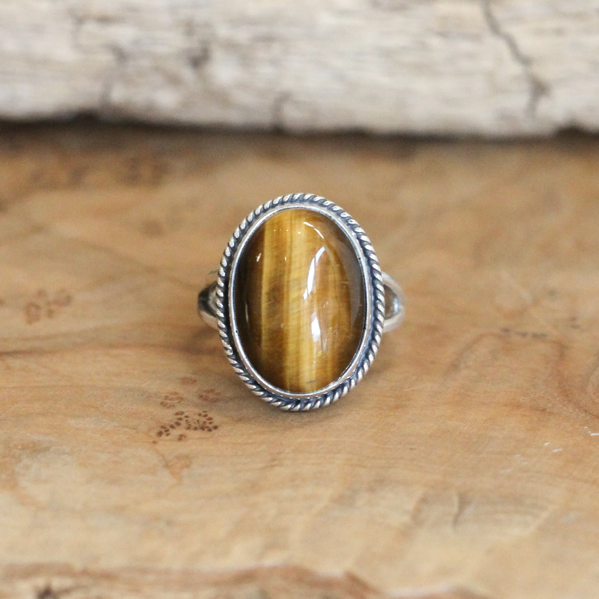 Tigers Eye Boho Ring - Tigers Eye Ring - .925 Sterling Silver - Silversmith