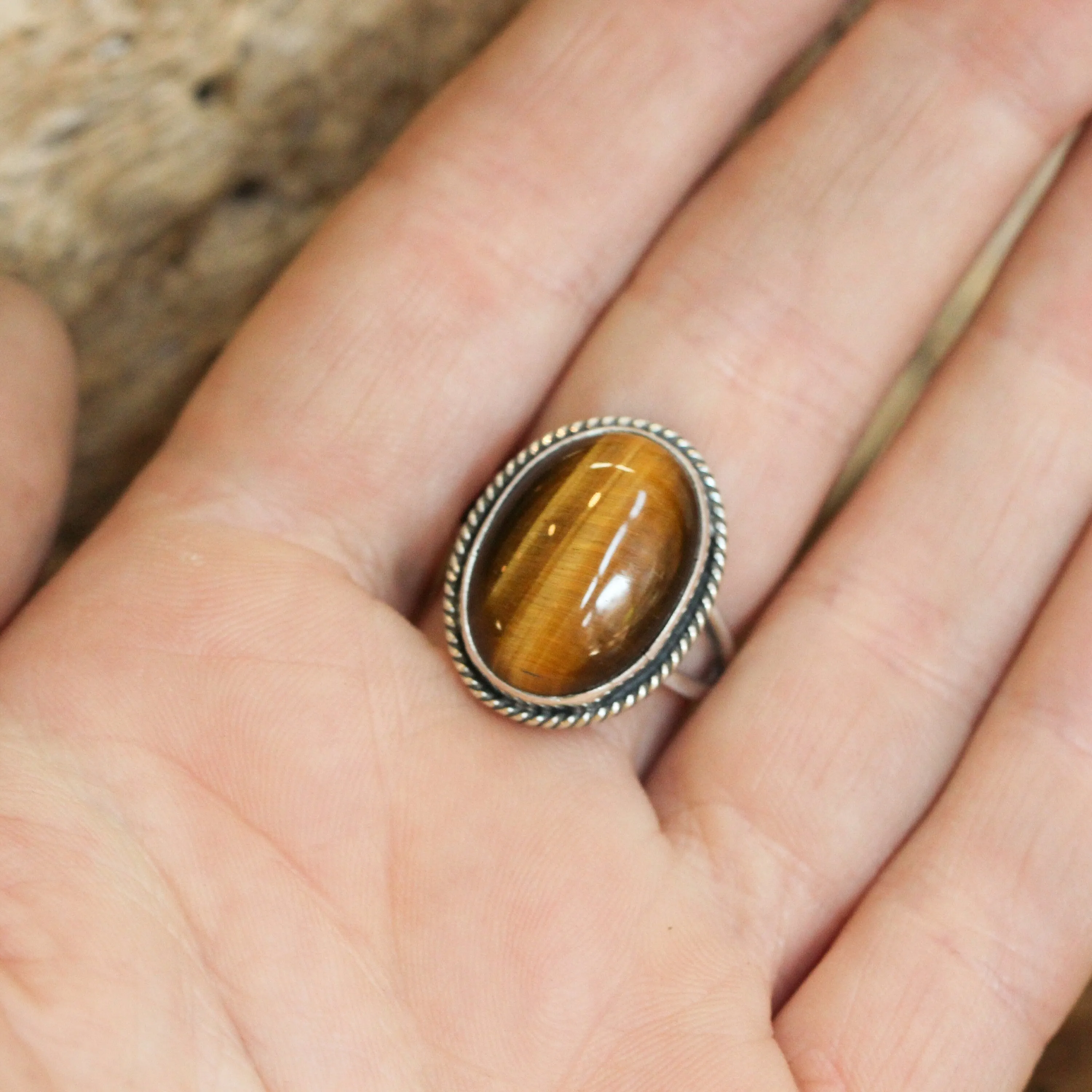 Tigers Eye Boho Ring - Tigers Eye Ring - .925 Sterling Silver - Silversmith