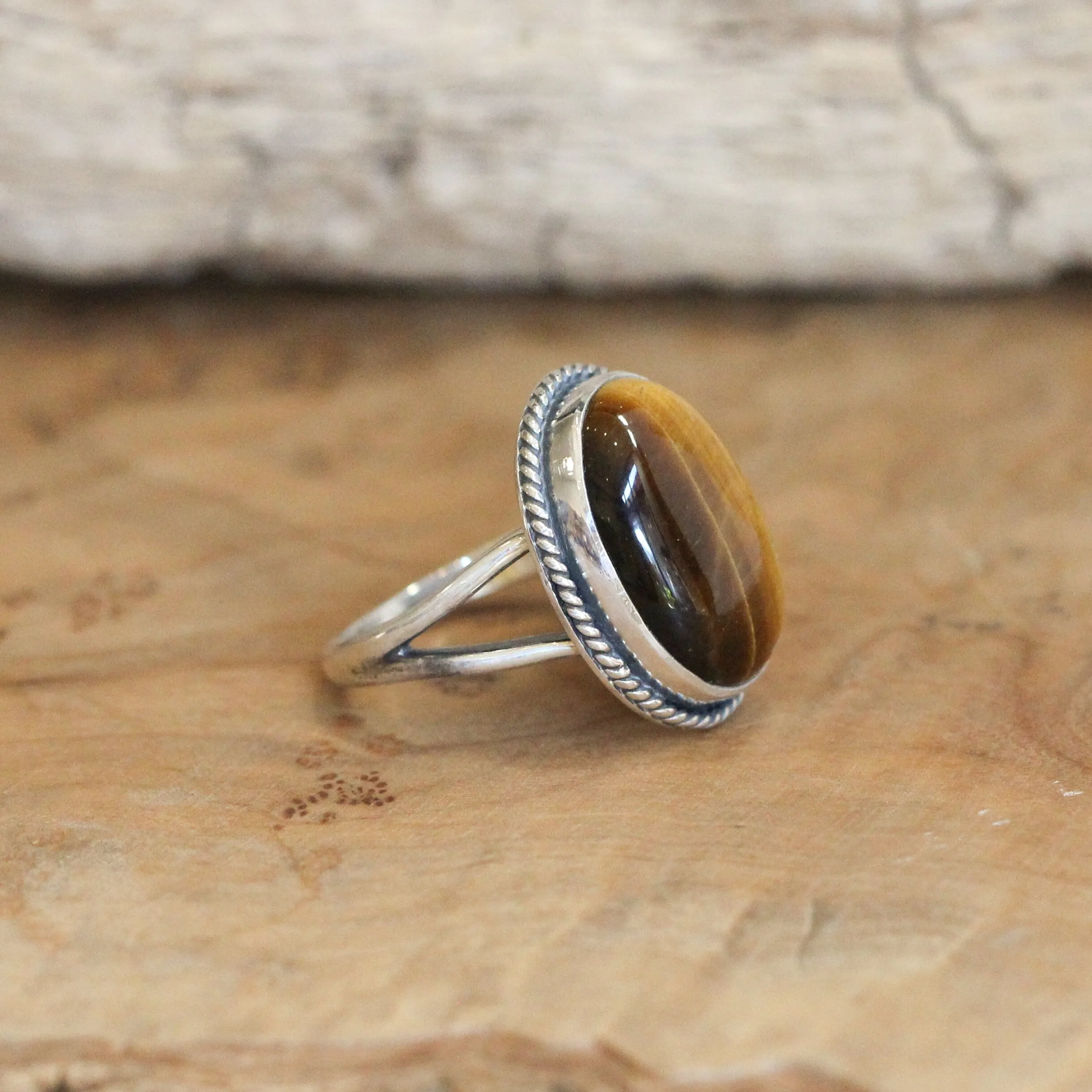 Tigers Eye Boho Ring - Tigers Eye Ring - .925 Sterling Silver - Silversmith