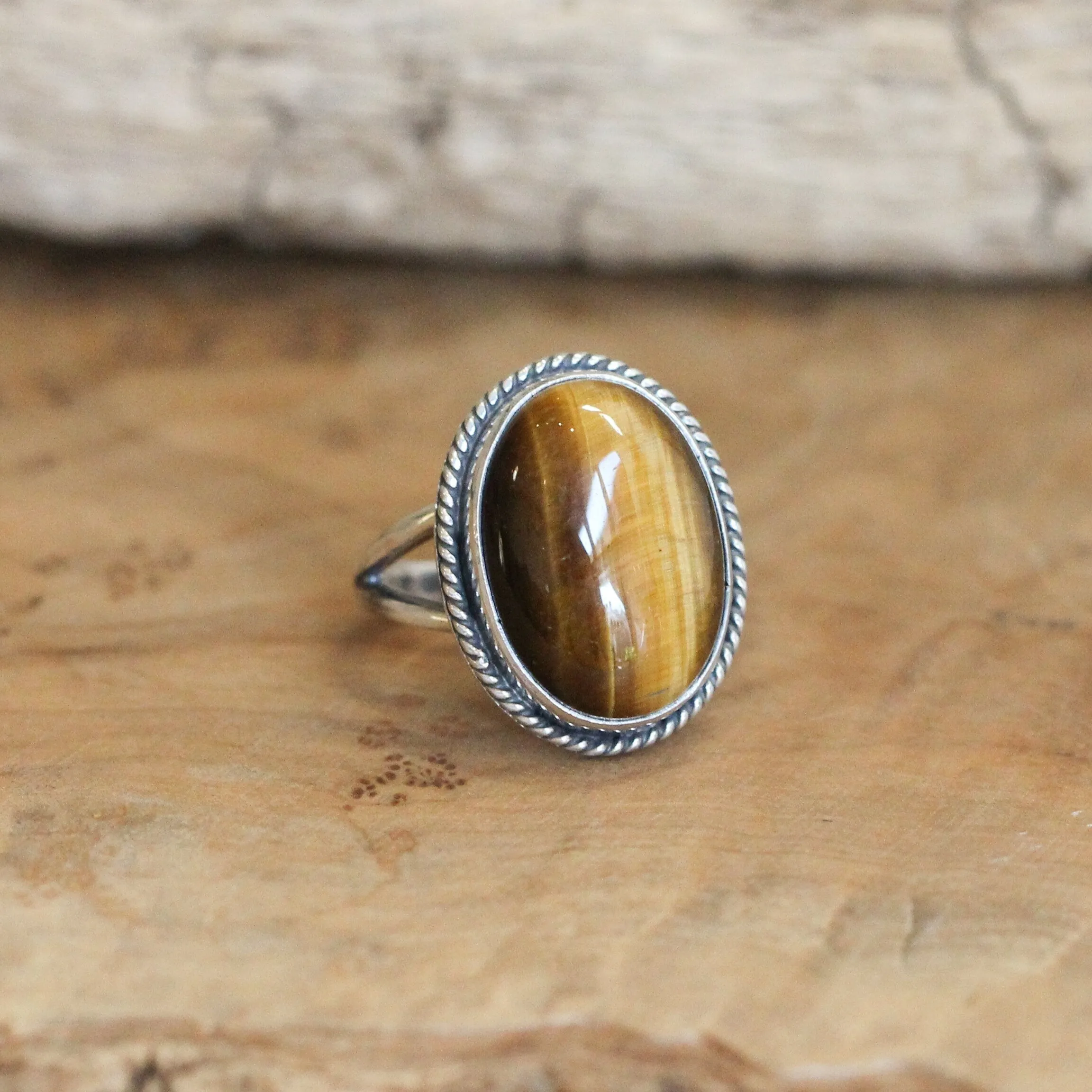 Tigers Eye Boho Ring - Tigers Eye Ring - .925 Sterling Silver - Silversmith