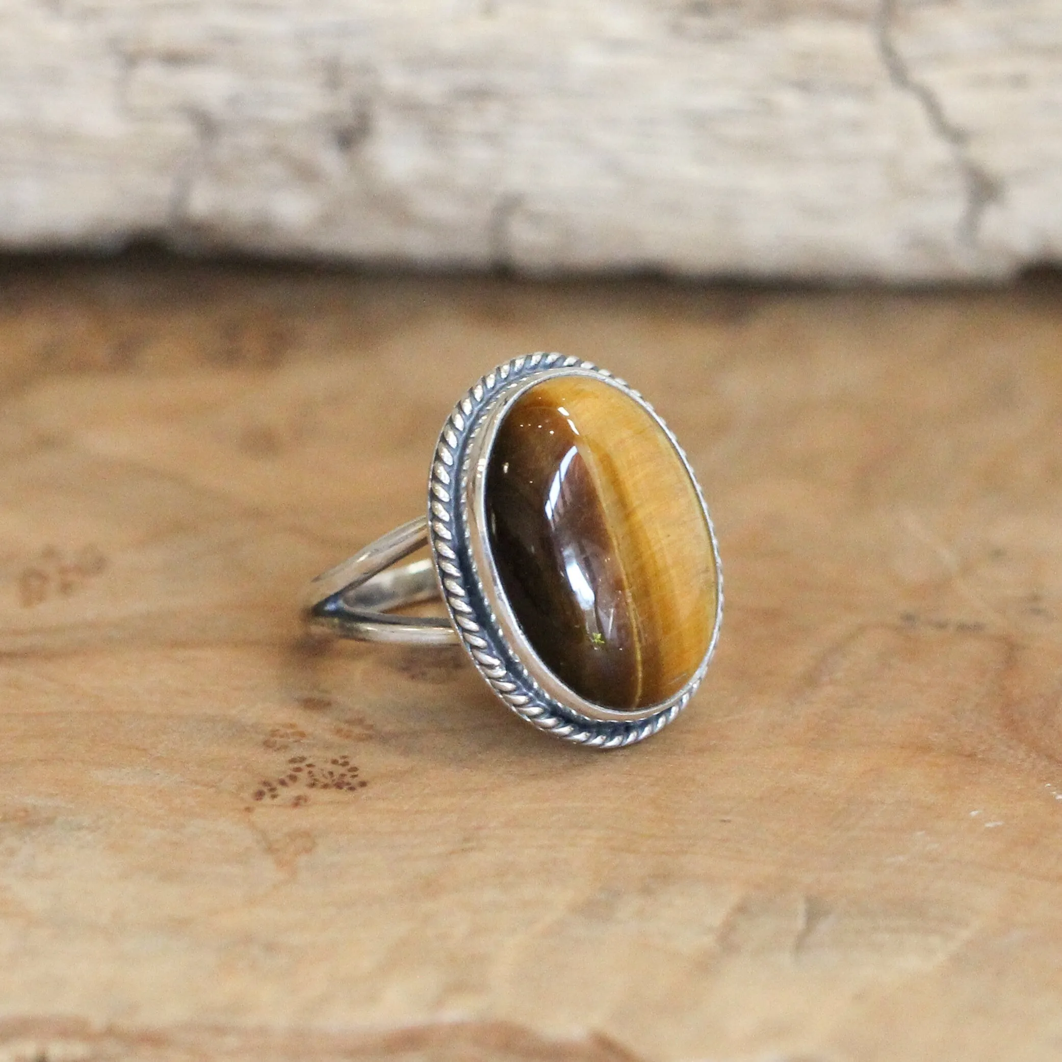 Tigers Eye Boho Ring - Tigers Eye Ring - .925 Sterling Silver - Silversmith