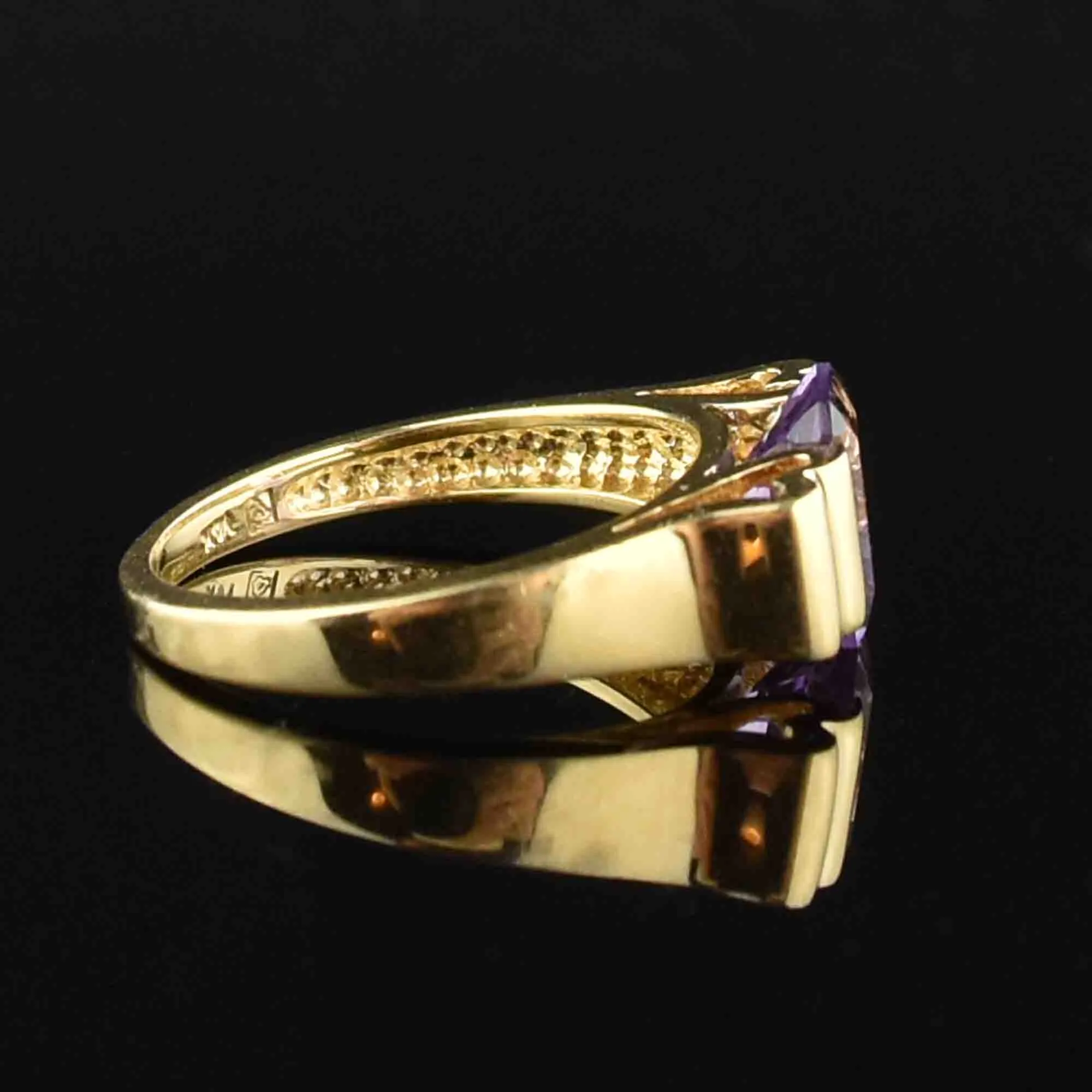 Vintage 14K Gold Amethyst Cocktail Ring, Sz 6.25