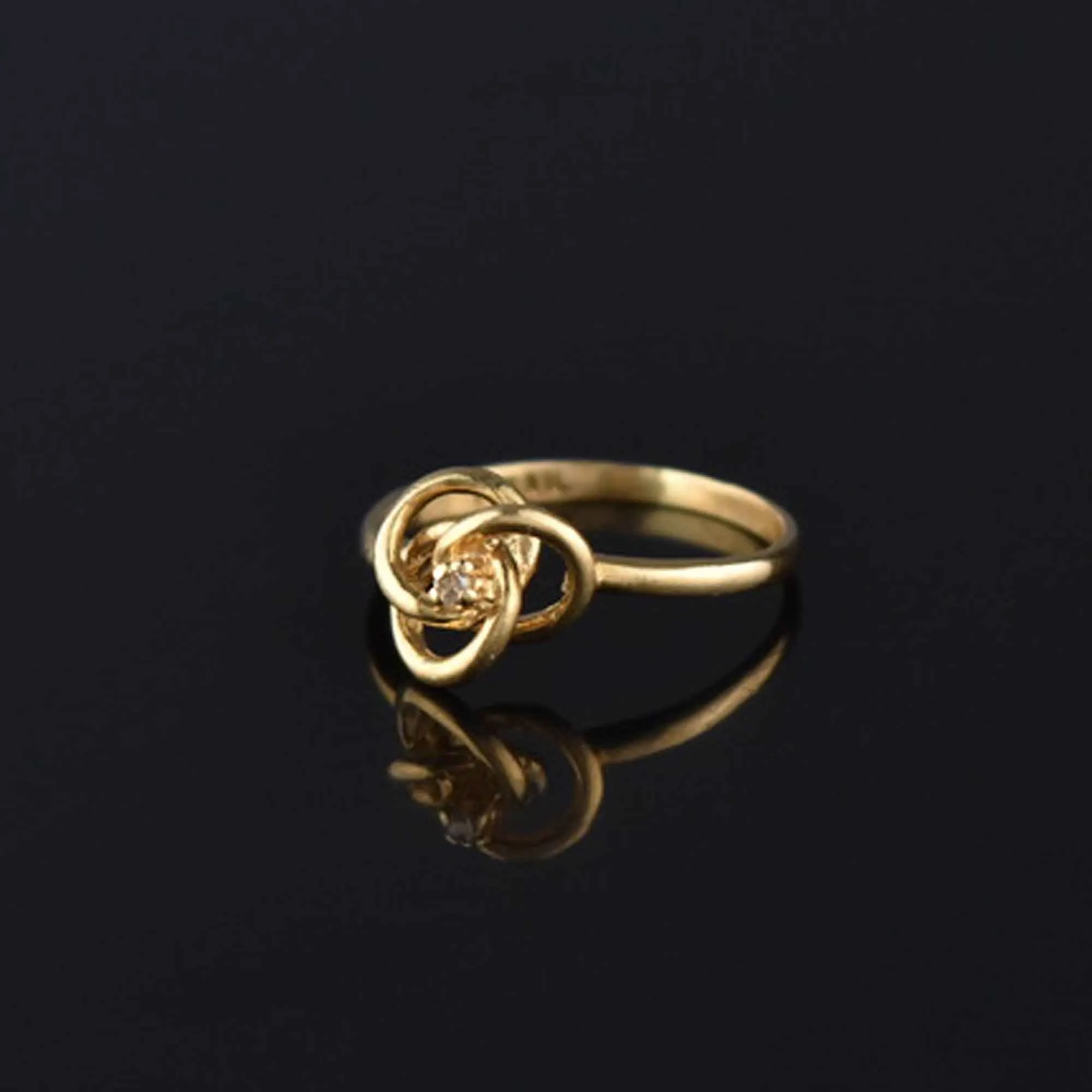 Vintage 14K Gold Love Knot Diamond Ring, Sz 5