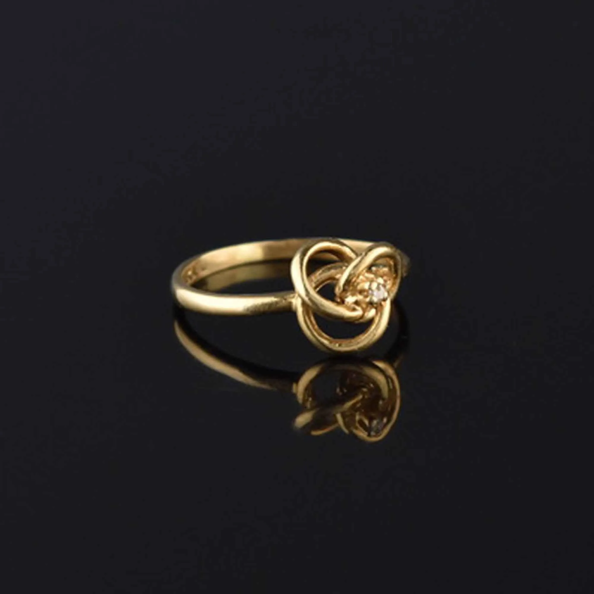 Vintage 14K Gold Love Knot Diamond Ring, Sz 5