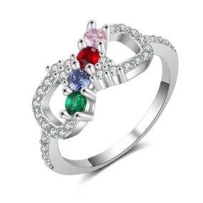 Women Infinity Ring With Zirconia Customized 4 Birthstones