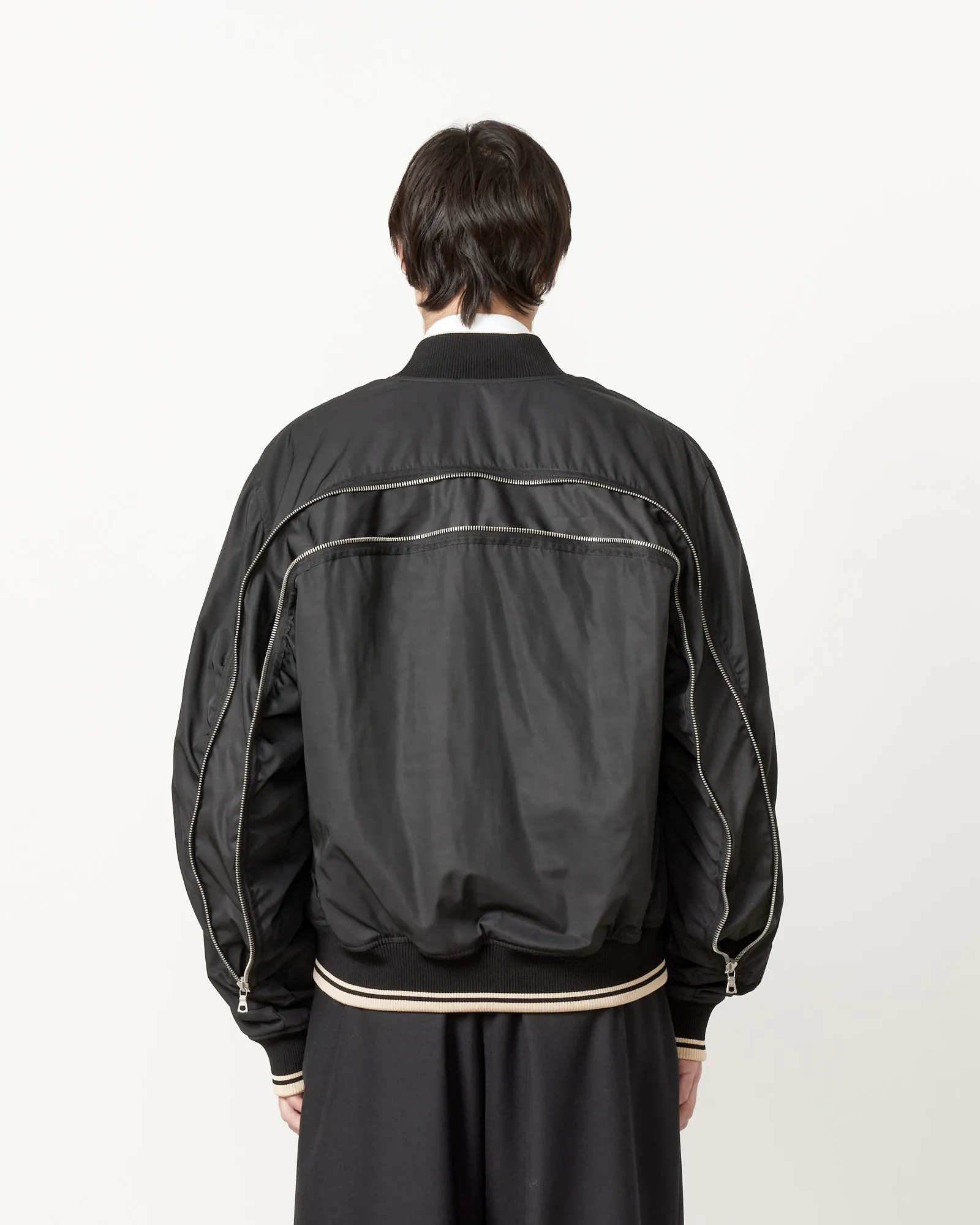 Zip Bomber Jacket in Black